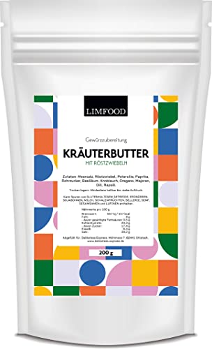 Limfood | 200g Kräuterbutter Gewürz, Kräuterbutter einfach selber machen, Gewürzzubereitung für Grillbutter, Gewürzbutter mit Knoblauch und Röstzwiebeln Limfood | 200g Kräuterbutter Gewürz, Kräuterbutter einfach selber machen, Gewürzzubereitung für Grillbutter, Gewürzbutter mit Knoblauch und Röstzwiebeln von Limfood