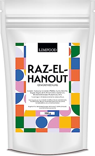 Limfood | 200g Raz el Hanout Gewürz, marokkanische Gewürzmischung, orientalische Ras el Hanout gemahlen für Couscous und Gemüse Gerichte von Limfood