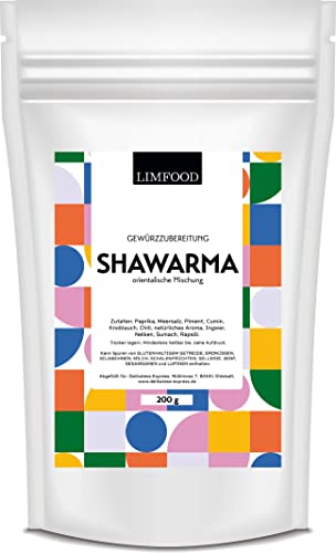 Limfood | 200g Shawarma Gewürz, arabische orientalische Gewürzmischung, Schawarma, Gewürzzubereitung für Schawarma Wrap, für traditionelle Levante Gerichte Limfood | 200g Shawarma Gewürz, arabische orientalische Gewürzmischung, Schawarma, Gewürzzubereitung für Schawarma Wrap, für traditionelle Levante Gerichte von Limfood
