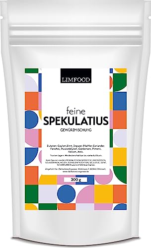 Limfood | 200g Spekulatiusgewürz, Spekulatius Gewürz, Gewürzmischung Weihnachten, Weihnachtsgewürz zum Backen von Spekulatius Keksen - mit Ceylon Zimt von Limfood