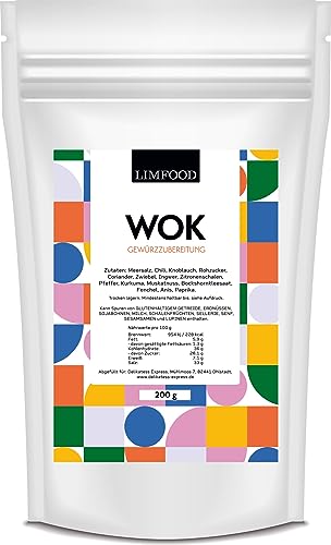 Limfood | 200g Wok Gewürz, Gewürzzubereitung für Gerichte aus dem Wok oder der Pfanne, Würzmischung, gebratene Nudeln, asiatische Küche Limfood | 200g Wok Gewürz, Gewürzzubereitung für Gerichte aus dem Wok oder der Pfanne, Würzmischung, gebratene Nudeln, asiatische Küche von Limfood