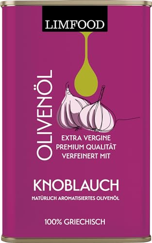 Limfood | 250ml Olivenöl & Knoblauch, Knoblauchöl, aromatisiert aus Griechenland, natives Olivenöl extra aus Korinth in Peloponnes verfeinert mit Knoblauch von Limfood