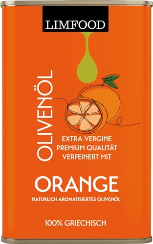 Limfood | 250ml Olivenöl & Orange, aromatisiert aus Griechenland, natives Olivenöl extra aus Korinth in Peloponnes verfeinert mit Orangen von Limfood