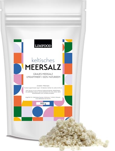 Limfood | 900g Keltisches Meersalz | graues Meersalz aus Frankreich | unraffiniert & ohne künstliche Zusätze | grobes Salz | handgeschöpft von Limfood