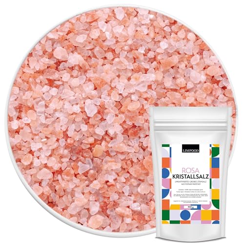 Limfood | 900g Rosa Salz (bekannt als Himalaya Salz) aus Salt Range Pakistan, rosa Kristallsalz, Pink Salt, Badesalz, Salz aus Punjab Pakistan, 2-4mm Körnung von Limfood