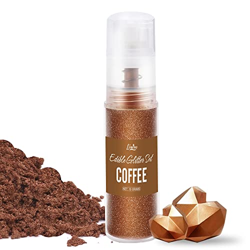 Essbarer Glitzer - 10g Essbarer Glitzerpulver Glitzerstaub in Sprühflasche für Getränke, Kuchen - Metallisch Glitzerpuder Lebensmittelfarbe Pulver zum Cocktails, Wein, Fondant, Keksen (Kaffee) von Limino