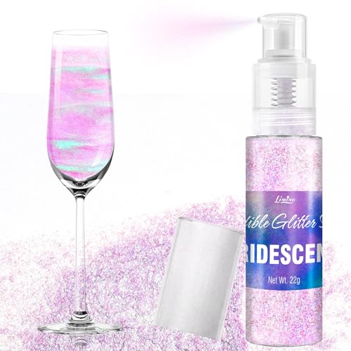 Essbarer Glitzer Spray - 22g Irisierend Lebensmittel Glitzer Essbares Glitzerpulver für Getränke, Kuchen Dekoration, Macarons - Lebensmittelfarbe Glitzer Pulver Edible Glitter für Cocktail, Cupcakes von Limino