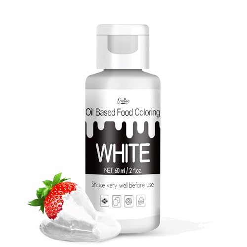 Fettlösliche Lebensmittelfarbe - 60ml Ölbasis Lebensmittelfarben für Schokolade, Süssigkeit, Kuchen, Backen, Macaron - Konzentrierte Food Coloring für Tortendeko, Buttercream, Fondant (weiß) von Limino