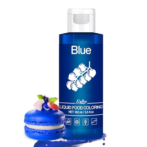 Lebensmittelfarbe - 160ml Flüssige Lebensmittel Farben für Kuchen, Backen, Kekse, Macaron - Zuckerfrei Konzentrierte Farbe Food Coloring für Tortendeko, Getränken, Osterei, DIY Slime (Blau) von Limino