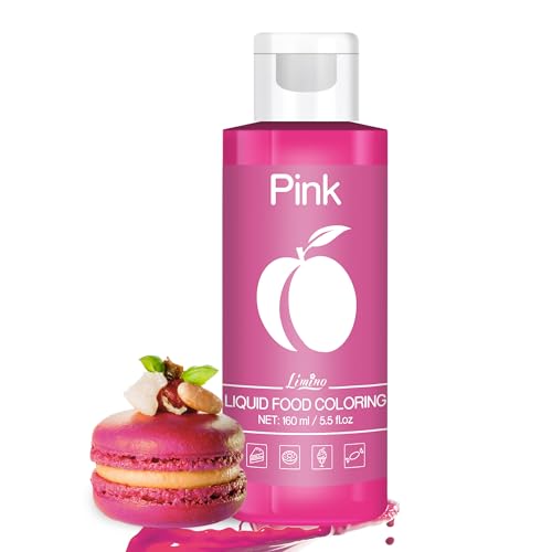 Lebensmittelfarbe - 160ml Flüssige Lebensmittel Farben für Kuchen, Backen, Kekse, Macaron - Zuckerfrei Konzentrierte Farbe Food Coloring für Tortendeko, Getränken, Osterei, DIY Slime (Rosa) von Limino