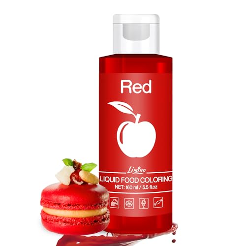 Lebensmittelfarbe - 160ml Flüssige Lebensmittel Farben für Kuchen, Backen, Kekse, Macaron - Zuckerfrei Konzentrierte Farbe Food Coloring für Tortendeko, Getränken, Osterei, DIY Slime (Rot) von Limino