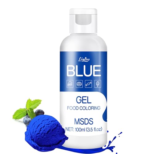 Lebensmittelfarbe Gel - 100ml Gel Lebensmittel Farben für Kuchen, Backen, Kekse, Macaron - Zuckerfrei Konzentrierte Farbe Food Coloring für Tortendeko, Getränken, Osterei, DIY Slime (Blau) von Limino