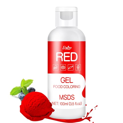 Lebensmittelfarbe Gel - 100ml Gel Lebensmittel Farben für Kuchen, Backen, Kekse, Macaron - Zuckerfrei Konzentrierte Farbe Food Coloring für Tortendeko, Getränken, Osterei, DIY Slime (Rot) von Limino