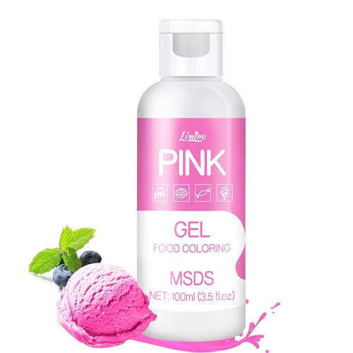 Lebensmittelfarbe Gel - 100ml Gel Lebensmittel Farben für Kuchen, Backen, Kekse, Macaron - Zuckerfrei Konzentrierte Farbe Food Coloring für Tortendeko, Getränken, Osterei, DIY Slime (Rosa) von Limino