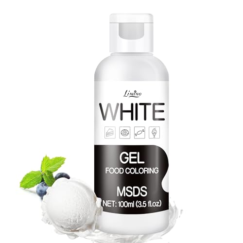 Lebensmittelfarbe Gel - 100ml Gel Lebensmittel Farben für Kuchen, Backen, Kekse, Macaron - Zuckerfrei Konzentrierte Farbe Food Coloring für Tortendeko, Getränken, Osterei, DIY Slime (Weiß) von Limino