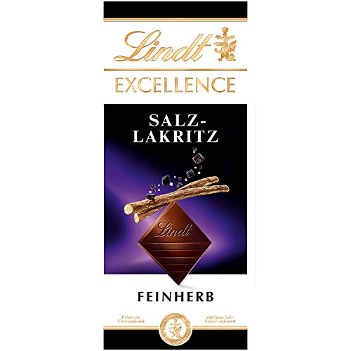 Lindt Excellence Salz- und Lakritz, 100 g, dunkle Schokoladenriegel, Salz-Lakritz von Lindt Europe