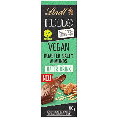 Lindt HELLO Vegan Roasted Salty Almonds (Vegane Schokolade laktosefrei mit Mandeln und Salz) 100g x 12 (1200g) von Lindt