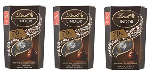 3x Lindt Lindor 70% Cacao Dunkle Schokolade Pralinen mit weicher Füllung 200g von Lindt Lindor