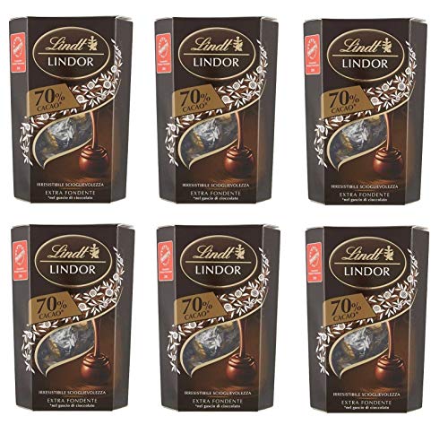6x Lindt Lindor 70% Cacao Dunkle Schokolade Pralinen mit weicher Füllung 200g von Lindor