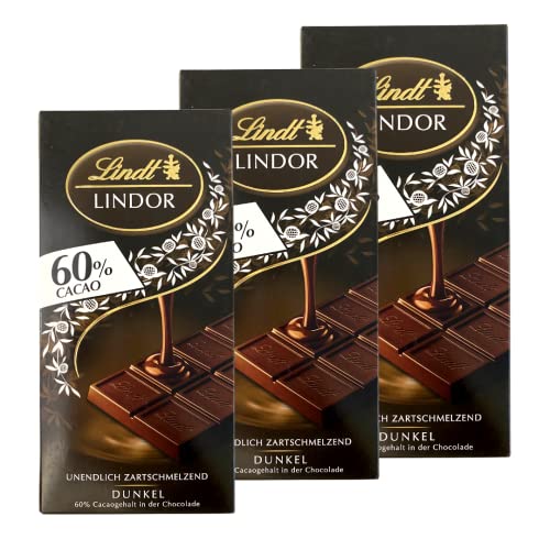 Lindt LINDOR Tafel 60% Kakao 3er Pack (3x100g) von Lindt Lindor
