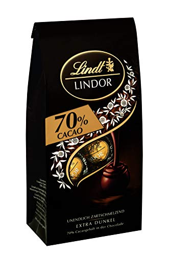 Lindt Schokolade LINDOR Kugeln 70% Kakao Extra Dunkel | 137 g Beutel | ca. 10 Kugeln feinherbe Edelbitter Schokolade mit zartschmelzender Füllung | Pralinen-Geschenk | Schokoladen-Geschenk von Lindt