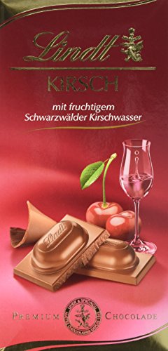 Lindt Schokolade Kirsch | 12 x 100 g Tafel | Vollmilch-Schokolade mit fruchtigem Schwarzwälder Kirschwasser, alkoholhaltig | Schokoladentafel | Schokoladengeschenk von Lindt