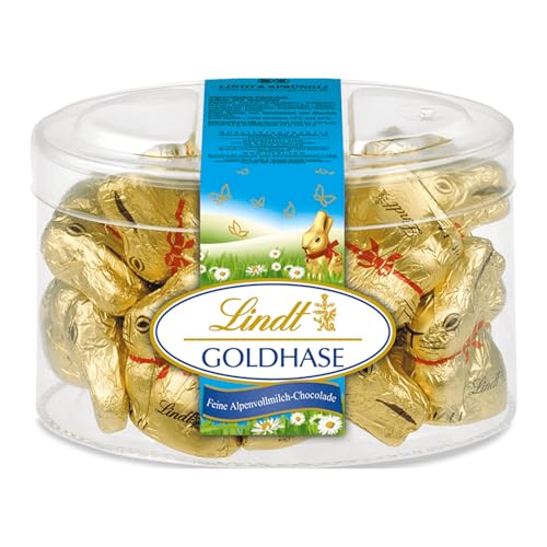 Lindt Schokolade Mini GOLDHASEN | 200 g | 20 x 10 g Mini GOLDHASEN | Vollmilch-Schokolade in Hasenform zu Ostern | Osterschokolade | Schokoladegeschenk | Schokoladenhasen | Osterhase von Lindt & Sprüngli