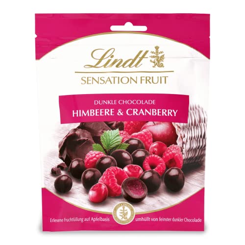 Lindt Schokolade Sensation Fruit Himbeere und Cranberry | 150 g | Dunkle Schokoladen-Kugeln mit erlesener Fruchtfüllung auf Apfelbasis | Pralinengeschenk | Schokoladengeschenk von Lindt & Sprüngli