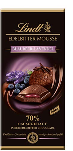 Lindt Schokolade Edelbitter Mousse Blaubeer-Lavendel | 13 x 150 g Tafel | Mit 70 % Kakaogehalt und dunkler Mousse au Chocolat und Blaubeer-Lavendel Füllung | Schokoladentafel | dunkle Schokolade von Lindt