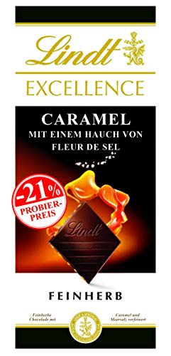 Lindt Schokolade EXCELLENCE Caramel und Fleur de Sel, Promotion | 10 x 100 g Tafel |Feinherbe Schokolade mit Karamell und Meersalz verfeinert | Schokoladentafel | Schokoladengeschenk von Lindt