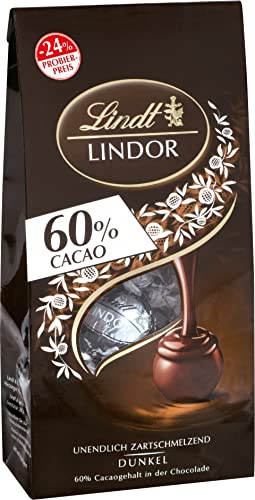 Lindt & Sprüngli Lindor Beutel Dark 60%, Promotion, Edelbitter-Schokolade mit zartschmelzender Füllung, glutenfrei, 6er Pack (6 x 136 g) von Lindt & Sprüngli