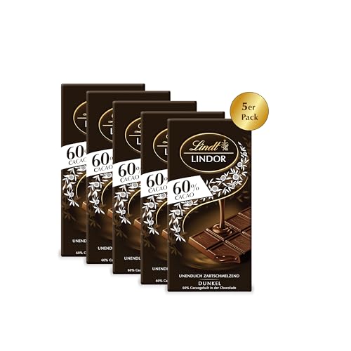 Lindt & Sprüngli Lindor Tafel Extra Dunkel 60%, 5er Pack (5 x 100 g) von Lindt & Sprüngli