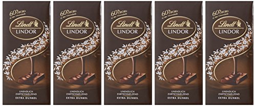 Lindt & Sprüngli Lindor Tafel Extra Dunkel 60%, 5er Pack (5 x 100 g) von Lindt & Sprüngli