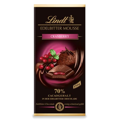 Lindt & Sprüngli Mousse Cranberry, Edelbitter-Chocolade mit Cranberry-Füllung, 13er Pack (13 x 150 g) von Lindt & Sprüngli