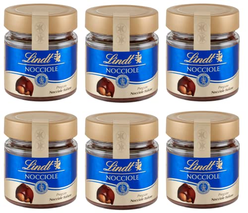 6x Lindt Crema Spalmabile alle Nocciole Streichfähige Creme Streichcreme mit Haselnüssen 200g Glas Feine Italienische Haselnüsse von Lindt