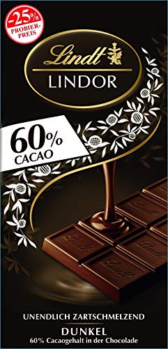 Lindor Tafel, Extra Dunkel, 60% Cacao, Promotion, 5er Pack (5 x 100 g) von Lindt