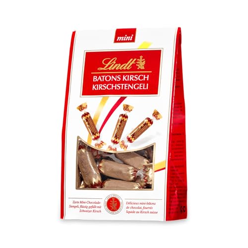 Lindt Batons Kirschstengeli | 120g Packung | ca. 15 Stück | Vollmilchschokolade flüssig gefüllt mit Schweizer Kirschlikör | Pralinen-Geschenk mit Alkohol | Schokoladengeschenk Lindt Batons Kirschstengeli | 120g Packung | ca. 15 Stück | Vollmilchschokolade flüssig gefüllt mit Schweizer Kirschlikör | Pralinen-Geschenk mit Alkohol | Schokoladengeschenk von Lindt