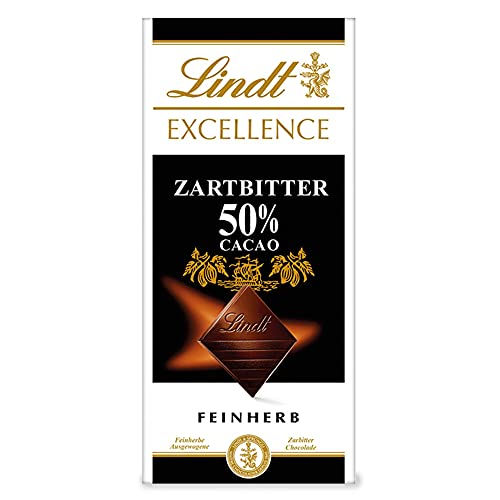 Lindt EXCELLENCE 50 % Kakao - Zartbitter-Schokolade | 100 g Tafel | Feinherbe Bitter-Schokolade | Intensiver Kakao-Geschmack | Dunkle Schokolade | Schokoladengeschenk von Lindt
