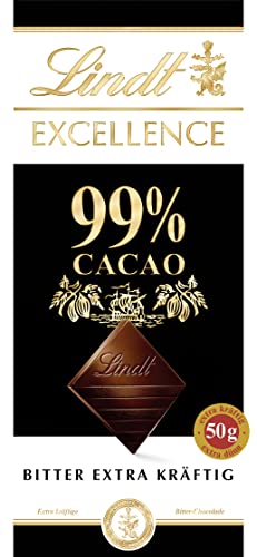 Lindt EXCELLENCE 99 % Kakao - Edelbitter-Schokolade | 50 g Tafel | Extra kräftige Bitter-Schokolade | Intensiver Kakao-Geschmack | Dunkle Schokolade | Vegane Schokolade | Schokoladengeschenk von Lindt