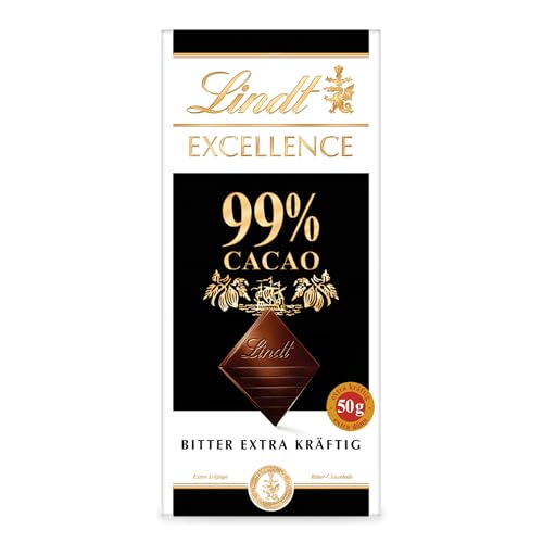Lindt EXCELLENCE 99% Kakao - Edelbitter-Schokolade | 50 g Tafel | Extra kräftige Bitter-Schokolade | Intensiver Kakao-Geschmack | Dunkle Schokolade | Vegane Schokolade | Schokoladengeschenk von Lindt