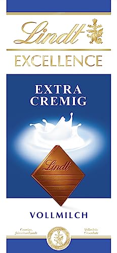 Lindt EXCELLENCE Extra Cremig - Vollmilchschokolade | 100 g Tafel | Zartschmelzende Edel-Milchschokolade mit cremig-milchigem Aroma | Intensiver, langanhaltender Geschmack | Schokoladengeschenk von Lindt