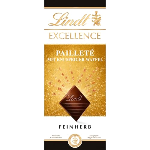 Lindt EXCELLENCE Pailleté Waffelstückchen - Feinherbe Schokolade | 100g Tafel | Mit knusprigen Waffelstückchen | Intensiver Kakao-Geschmack | Dunkle Schokolade Lindt EXCELLENCE Pailleté Waffelstückchen - Feinherbe Schokolade | 100g Tafel | Mit knusprigen Waffelstückchen | Intensiver Kakao-Geschmack | Dunkle Schokolade von Lindt