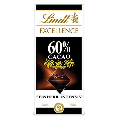 Lindt EXCELLENCE 60 % Kakao - Feinherbe Edelbitter-Schokolade | 100 g Tafel | Vollmundige Bitter-Schokolade | Intensiver Kakao-Geschmack | Dunkle Schokolade | Vegane Schokolade | Schokoladengeschenk von Lindt