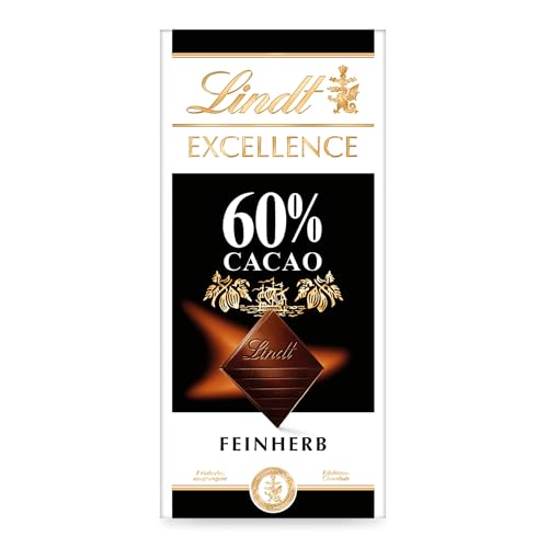 Lindt EXCELLENCE 60 % Kakao - Feinherbe Edelbitter-Schokolade | 100 g Tafel | Vollmundige Bitter-Schokolade | Intensiver Kakao-Geschmack | Dunkle Schokolade | Vegane Schokolade | Schokoladengeschenk von Lindt