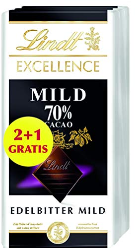 Lindt Excellence Mild 70%, 100 g - 175 Jahre Jubiläumsedition (2 + 1 gratis) von Lindt