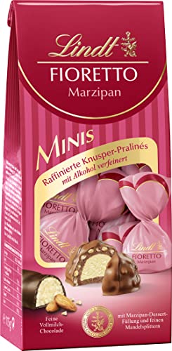 Lindt Schokolade - FIORETTO Minis Marzipan | 115 g | Ca. 10 Pralinen, Marzipan-Dessert-Füllung und Mandelsplittern umhüllt von knusprigem Crisp, alkoholhaltig | Pralinengeschenk | Schokoladengeschenk von Lindt