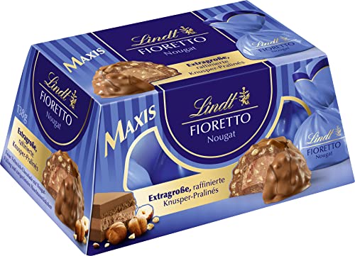 Lindt Schokolade - FIORETTO Maxi Nougat | 138 g Geschenkbox | Ca. 6 Vollmilch Pralinen mit Nougat Füllung und Haselnussstückchen umhüllt von knusprigem Crisp | Pralinengeschenk | Schokoladengeschenk von Lindt