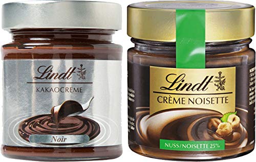 Lindt Geschenkset Haselnusscreme 25% und Kakaocreme NOIR Brotaufstrich 2 x 220g von Lindt