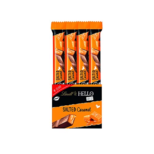 Lindt Schokolade HELLO Sticks Salted Caramel | 24 x 39 g Riegel | Vollmilch-Schokoladen Sticks mit zartflüssigem Karamel und einem Hauch von Salz | Großpackung | Schokoladengeschenk | Schokoriegel von Lindt