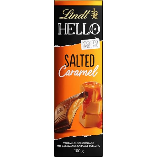 Lindt Schokolade HELLO Salted Caramel | 100 g Tafel | Vollmilch-Schokolade mit gesalzener Karamell-Füllung | Schokoladentafel | Schokoladengeschenk von Lindt